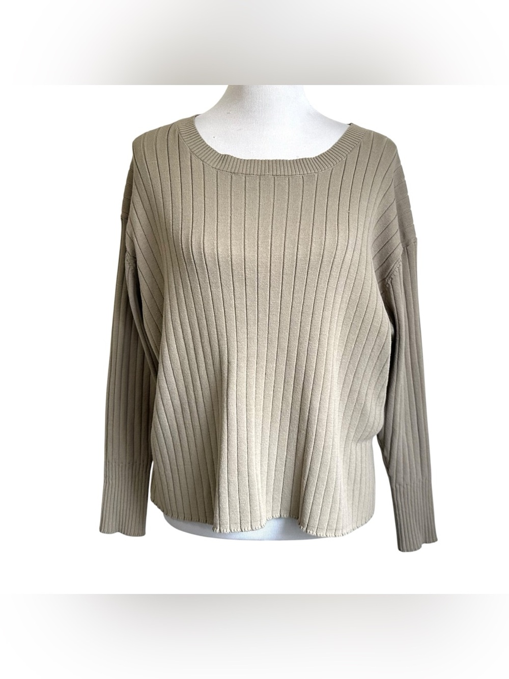Niko and... Womens Ribbed Long Sleeve Sweater Size F Beige *review Measurements